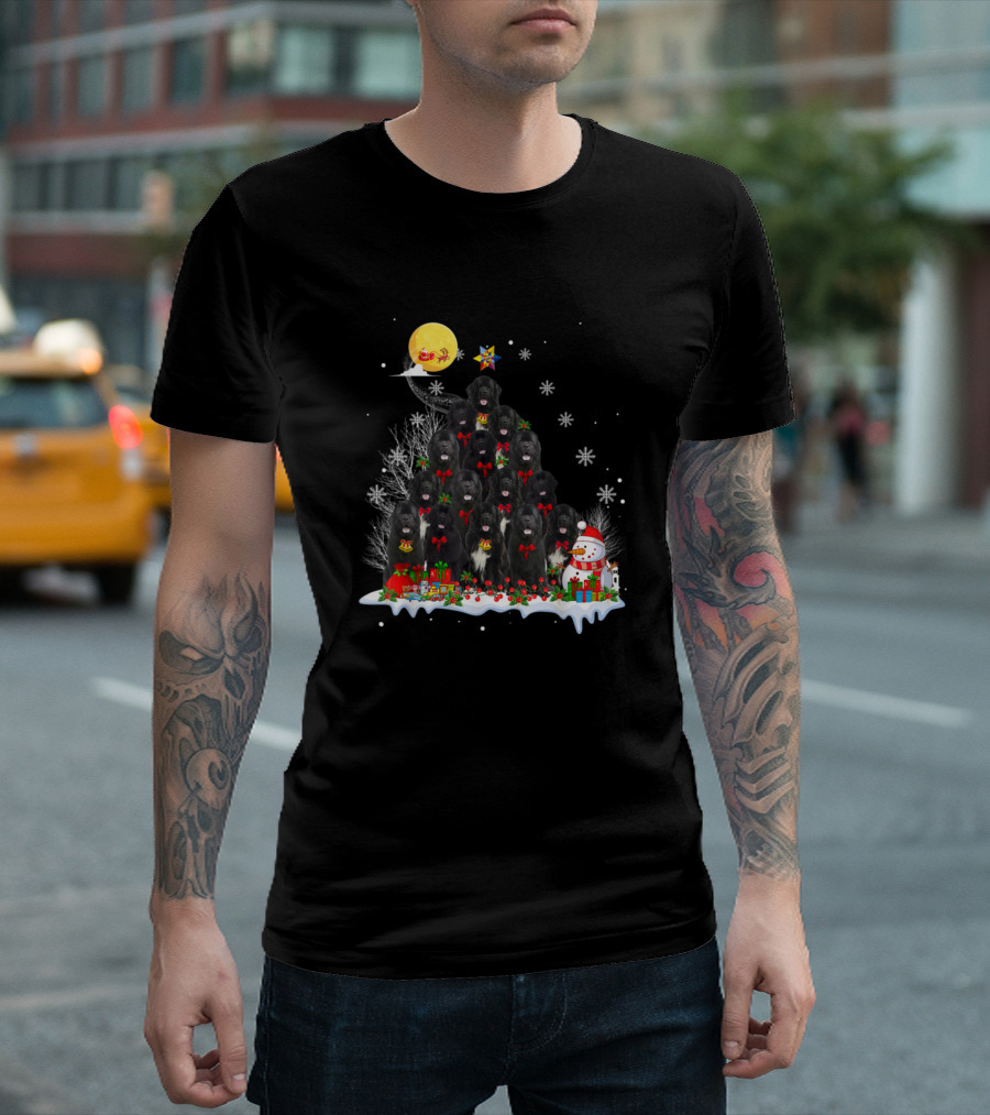 Newfoundland Dog Christmas Tree Reindeer Santa Snowman T-Shirt