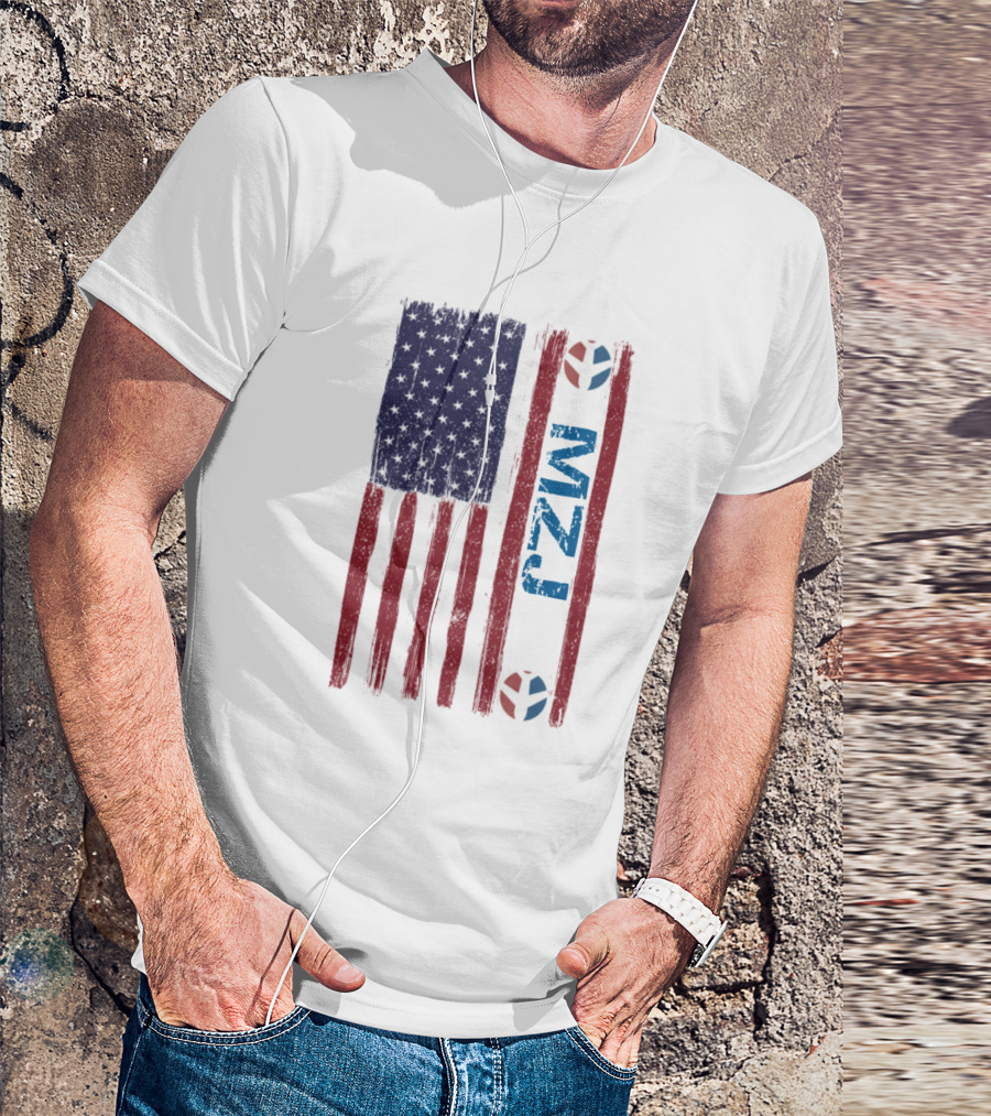 Pinal Airpark American Flag Style With Blue MZJ Text And Circular Symbols T-Shirt