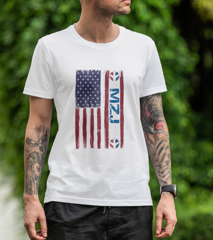 Pinal Airpark American Flag Style With Blue MZJ Text And Circular Symbols T-Shirt