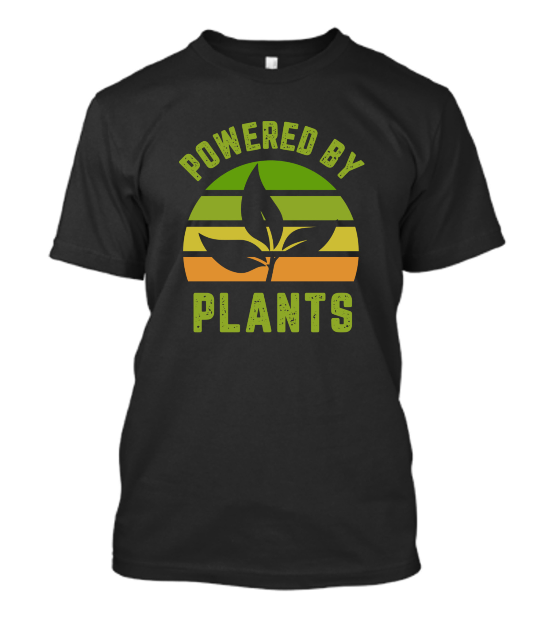 Powered By Plants Green Leaf Sunset Stripes T-Shirt