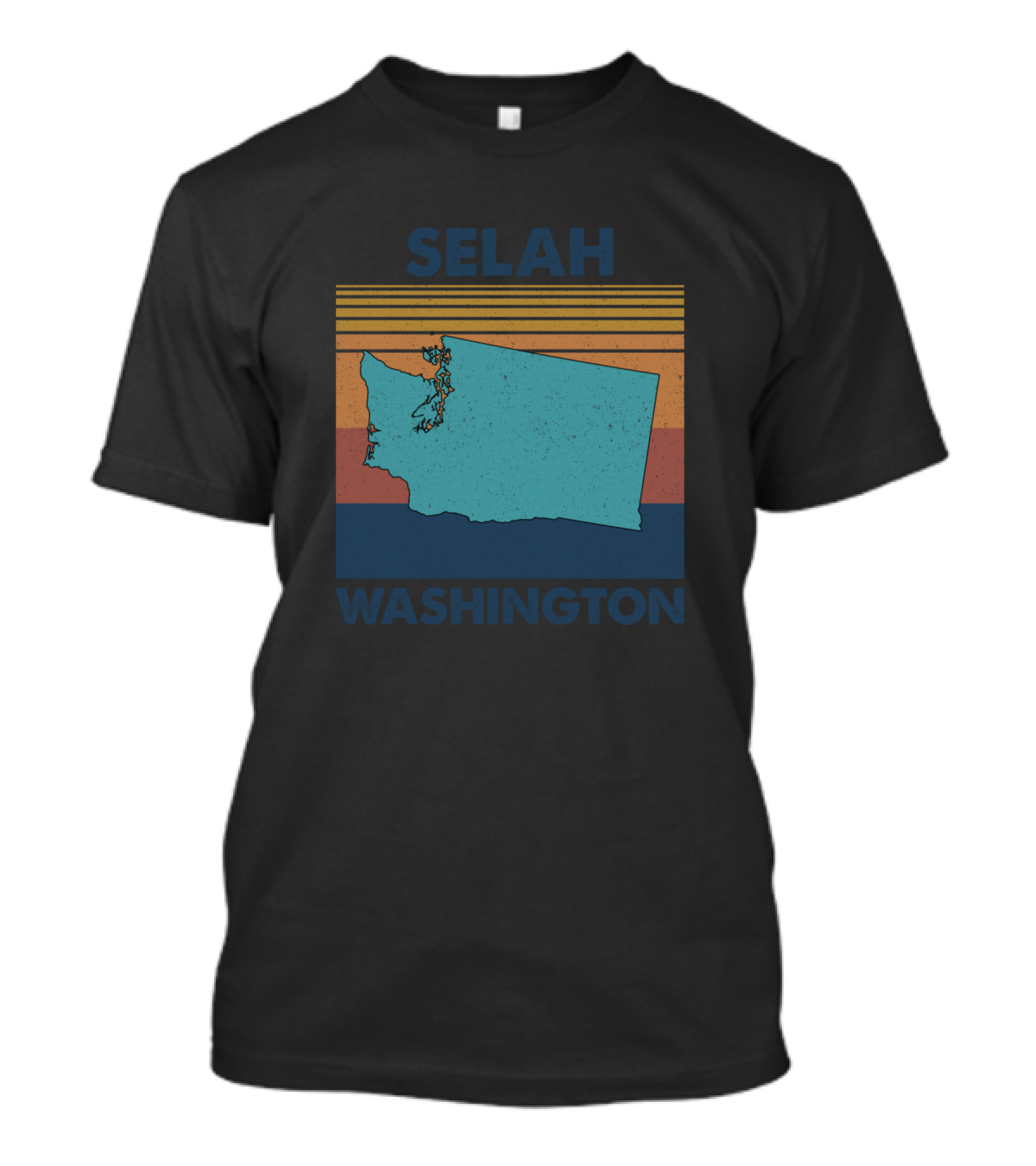 Selah Washington Vintage State Map Retro Stripes T-Shirt