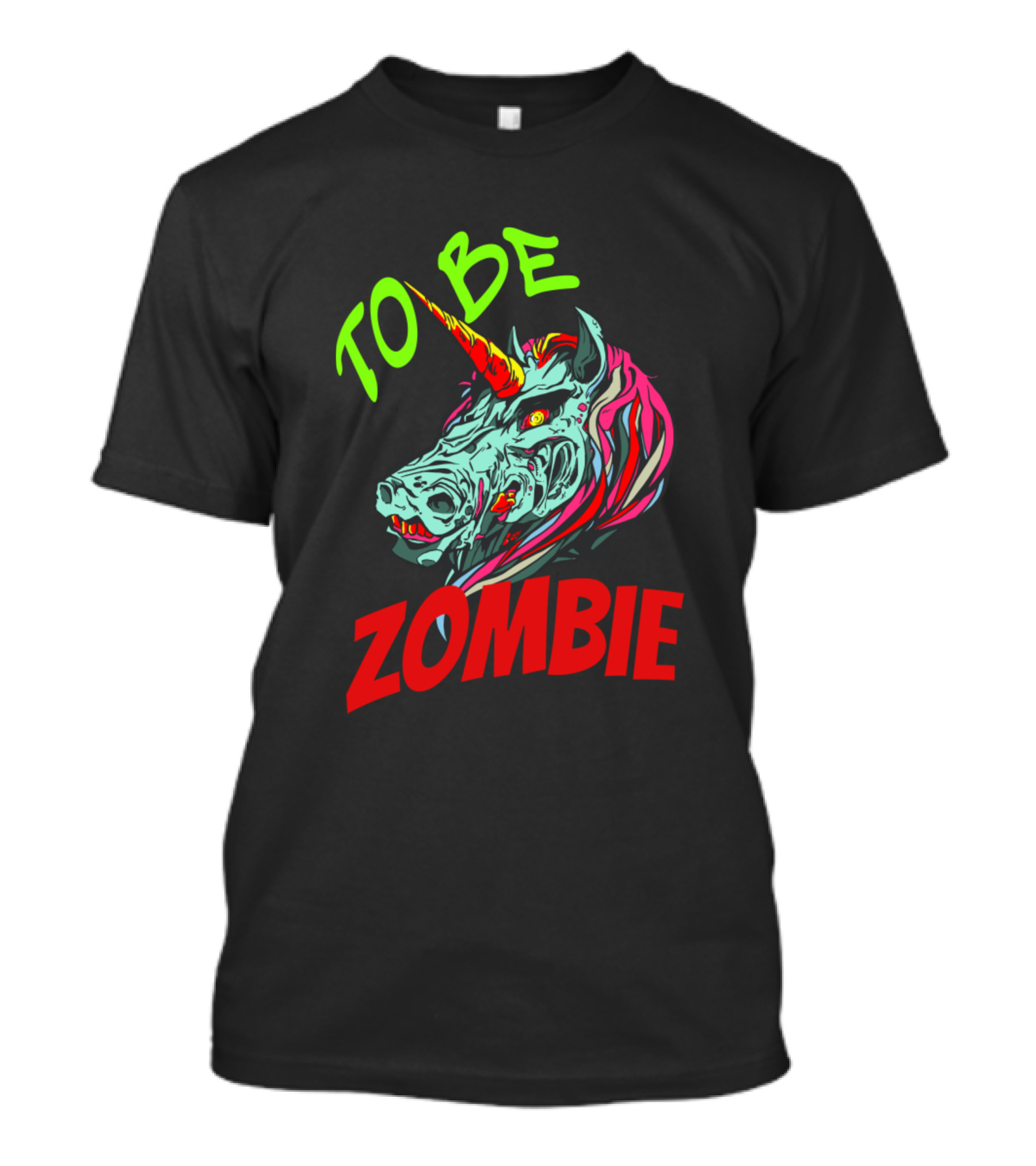 TO BE ZOMBIE Unicorn Head With Neon Colors T-Shirt