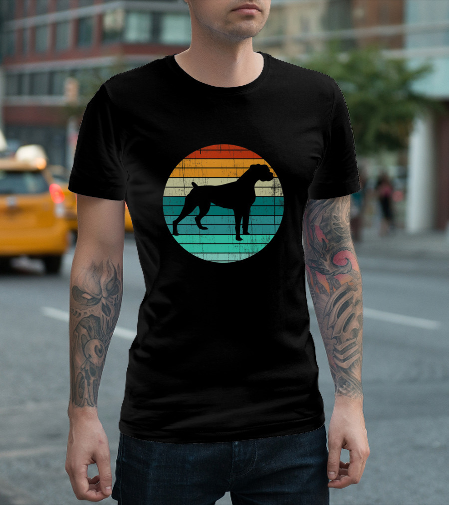 Vintage Style I Really Like Animals Silhouette Dog Retro Stripes T-Shirt
