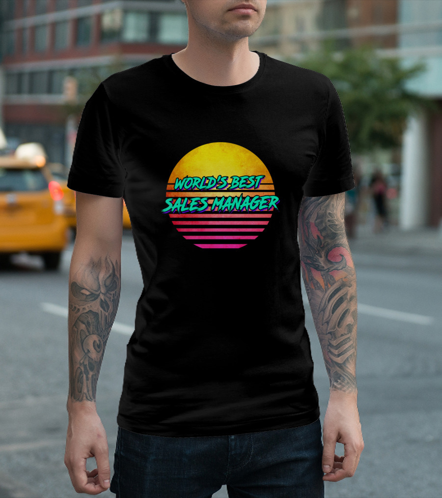 World's Best Sales Manager Retro Sunset T-Shirt