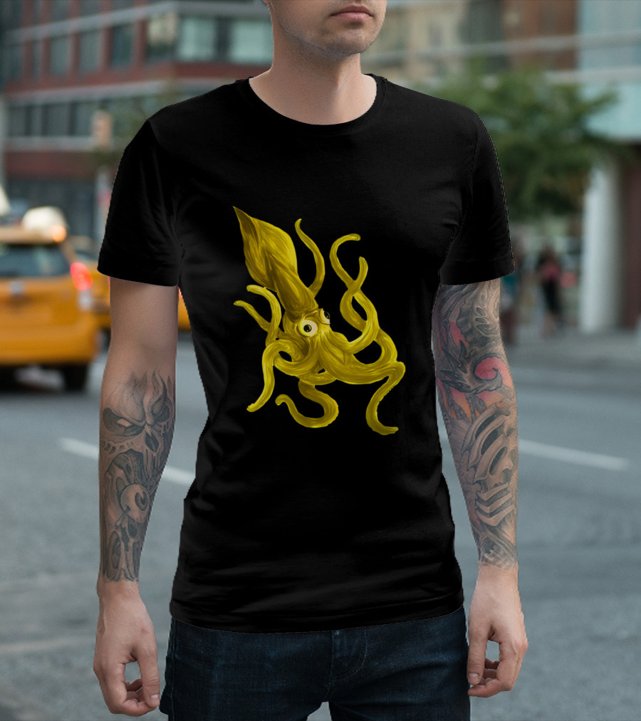 Yellow Squid Playful Tentacle Creature T-Shirt