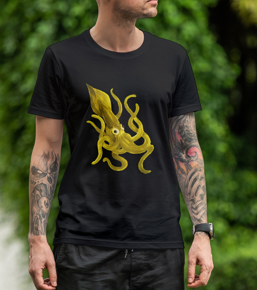 Yellow Squid Playful Tentacle Creature T-Shirt