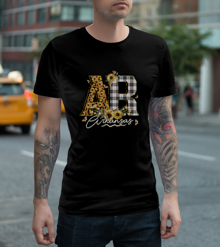AR Arkansas Sunflower Plaid Roots for Men and Women T-Shirt