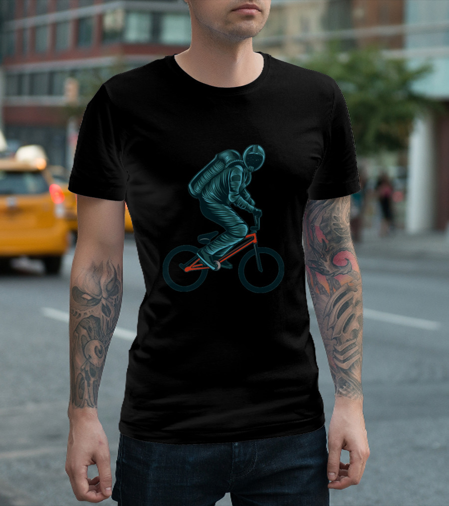 Astronaut Riding BMX Bicycle in Space Suit T-Shirt
