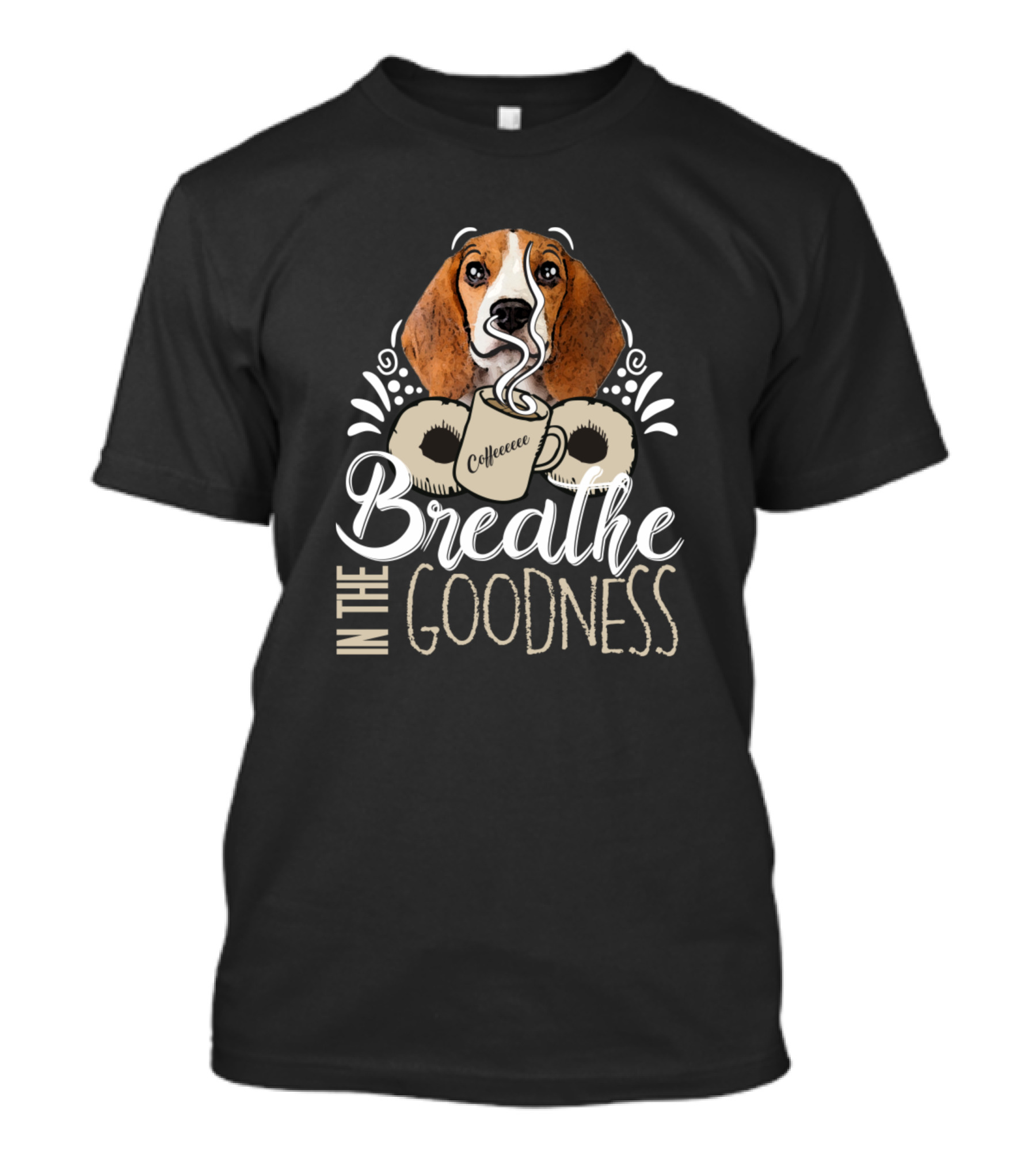 Breathe In The Goodness Coffee Dog With Donuts T-Shirt