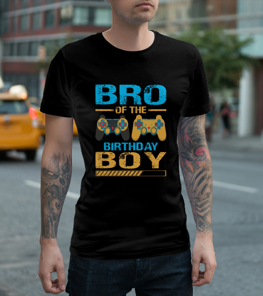 Bro Of The Birthday Boy Video Gamer Controller T-Shirt