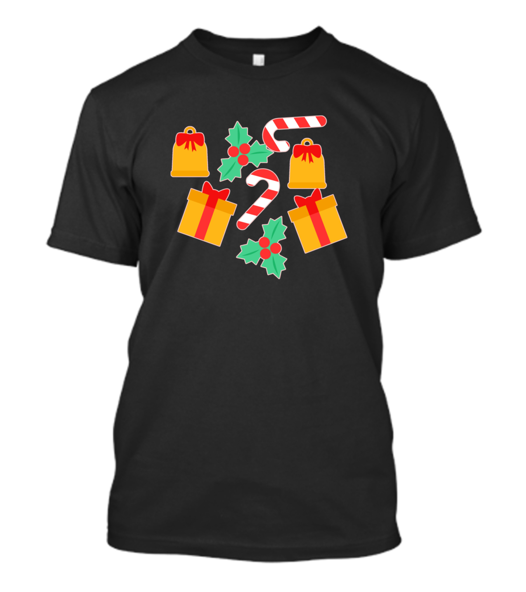 Christmas Candy Canes Holly Bells And Gifts T-Shirt