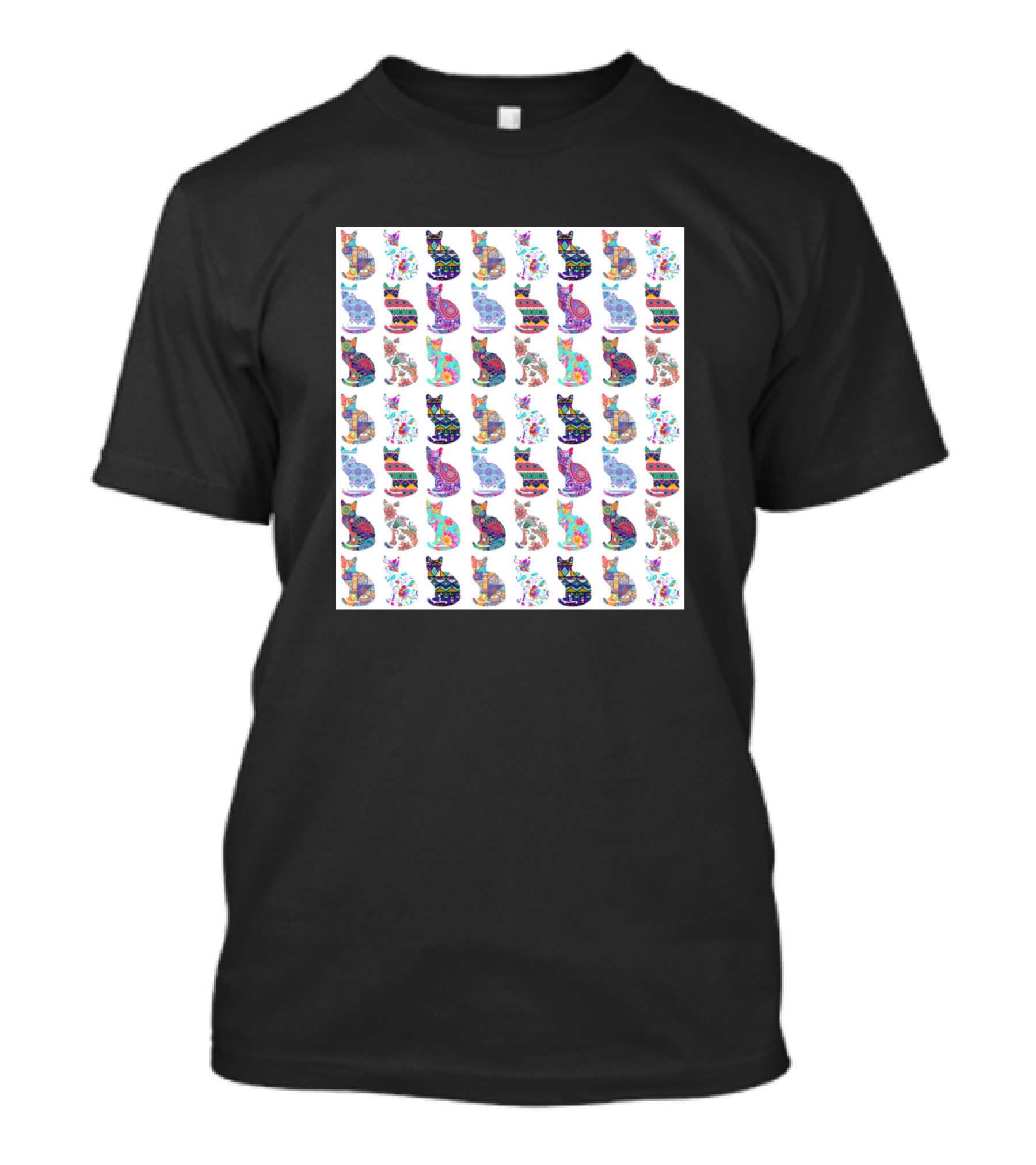 Floral Cats Colorful Cat Lover T-Shirt