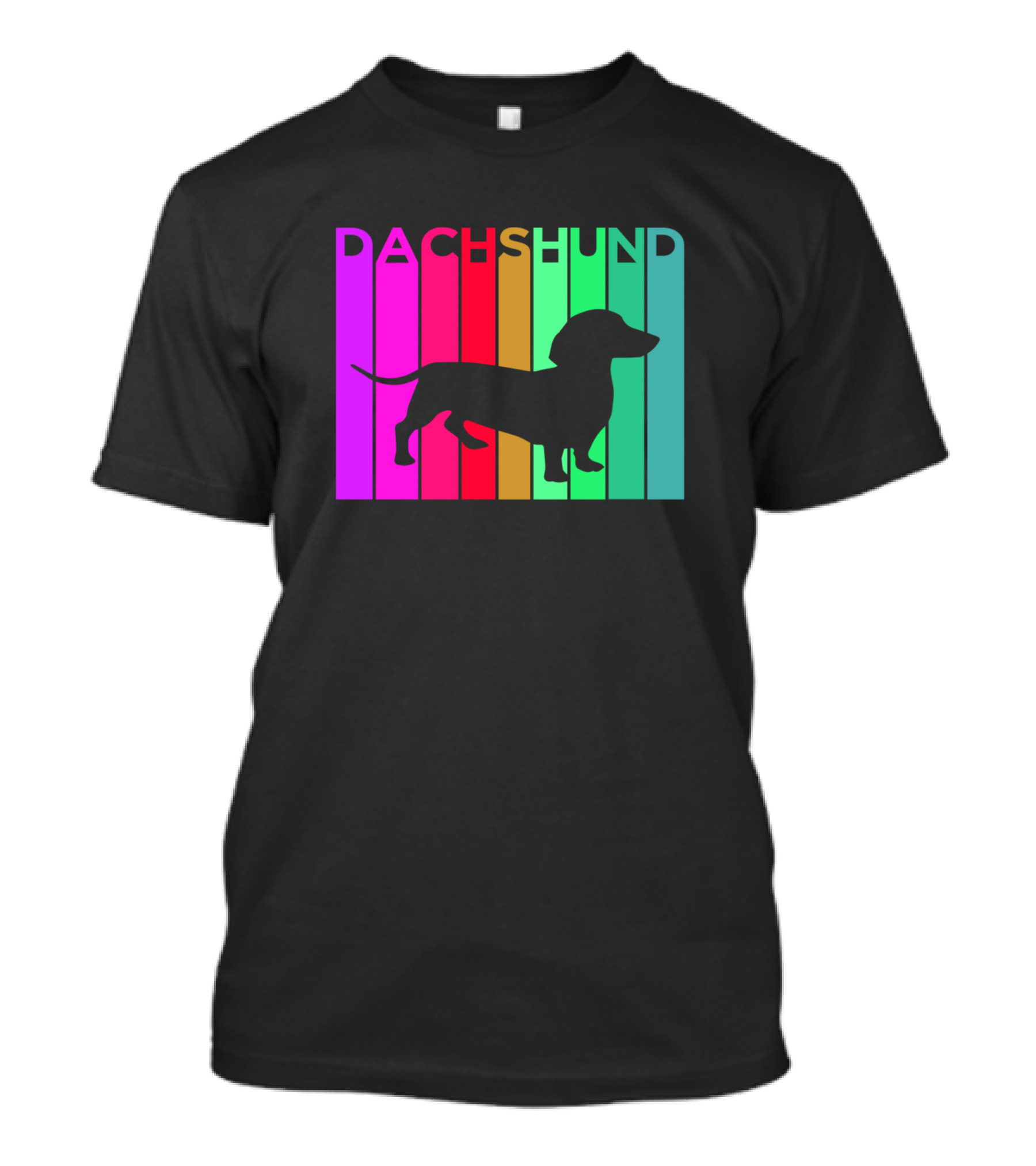 Dachshund Silhouette With Colorful Rainbow Stripes For Dog Lovers T-Shirt