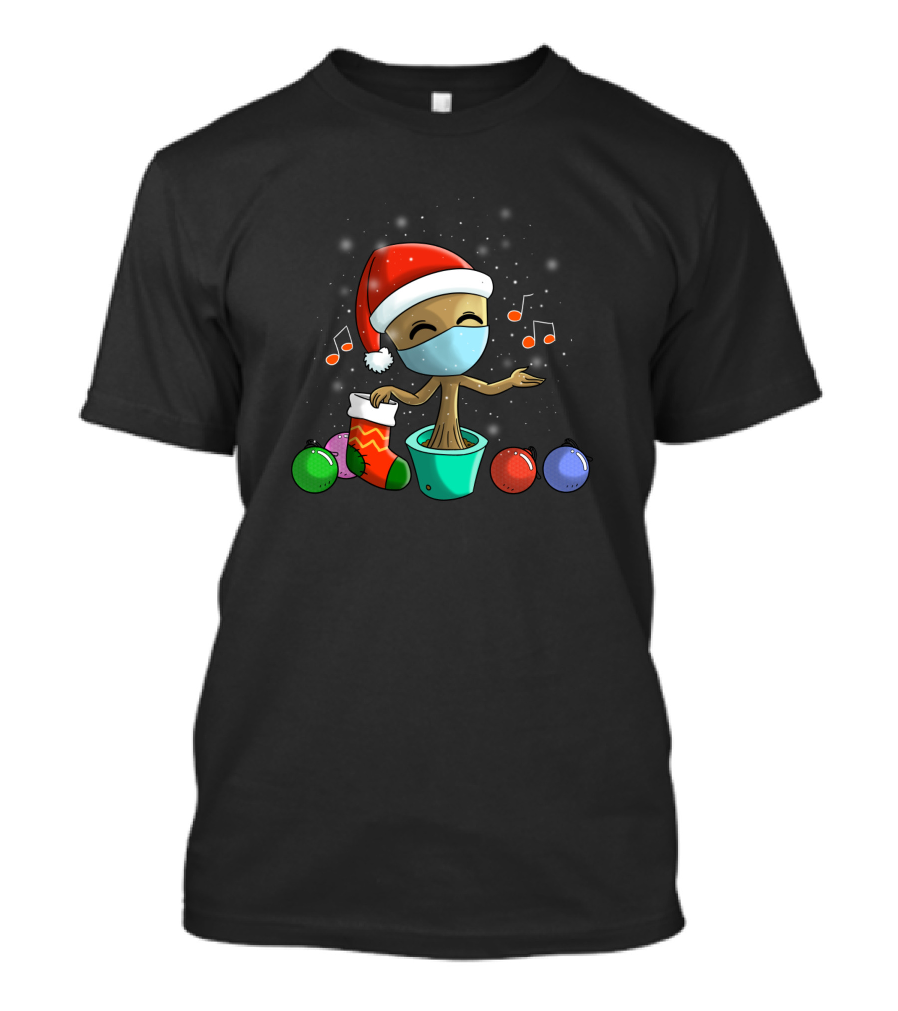 Mask Christmas Groot Stocking Notes T-Shirt