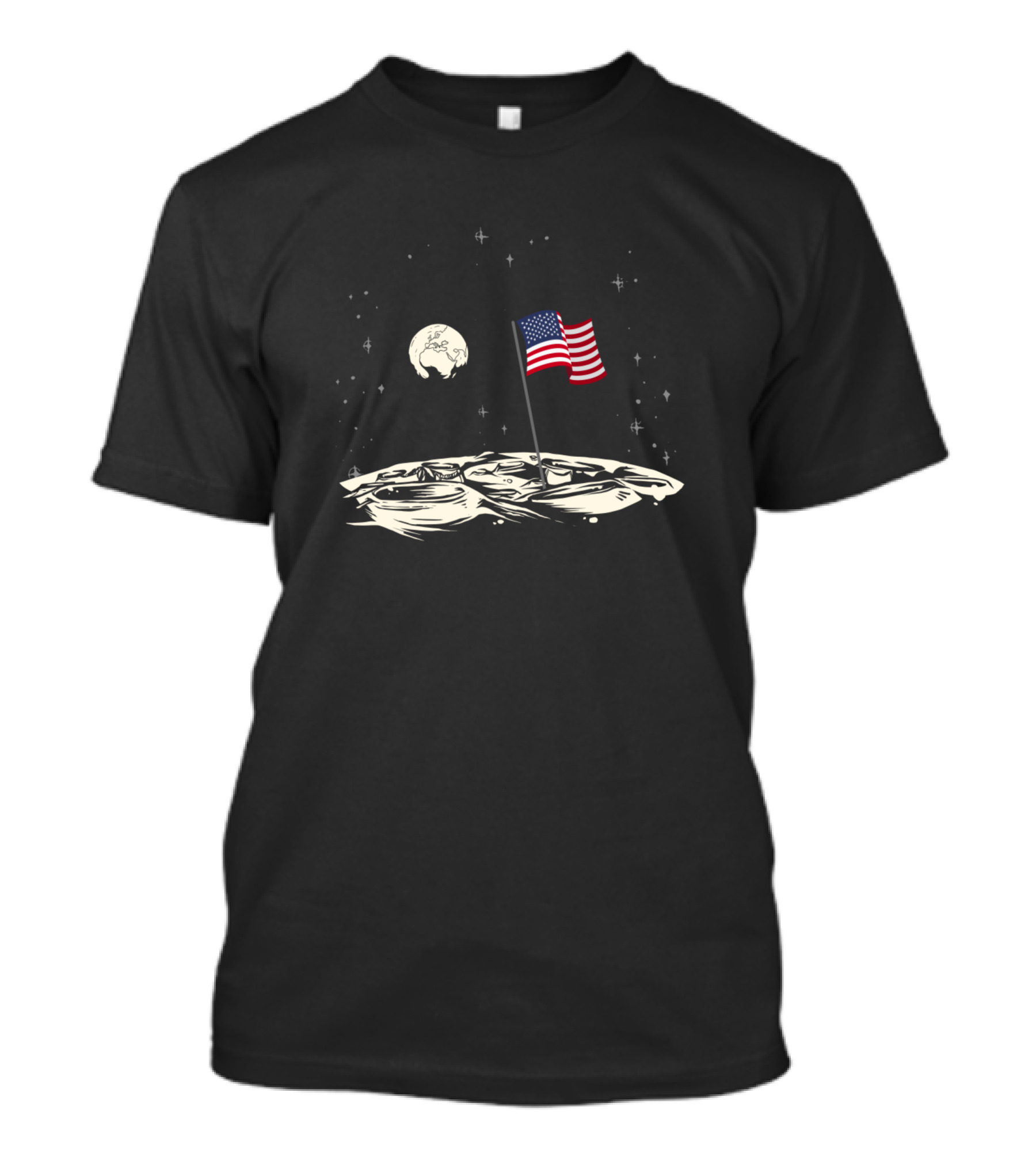 Moon Landing USA Flag On Lunar Surface Conquering The Moon T-Shirt