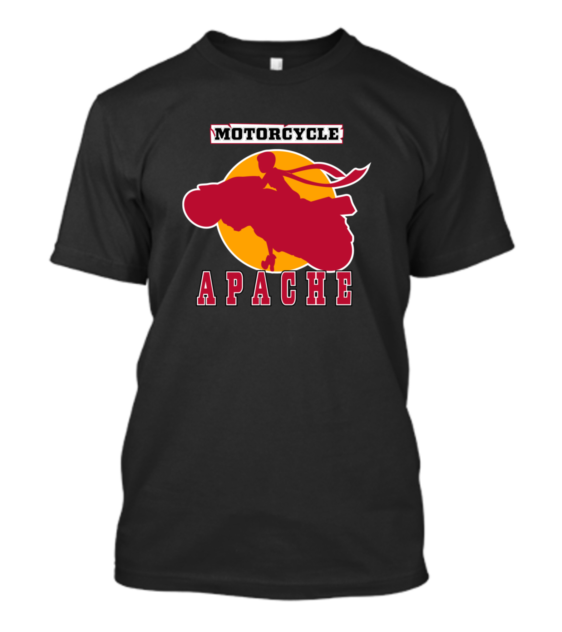 MOTORCYCLE APACHE Silhouette With Orange Sun Circle T-Shirt