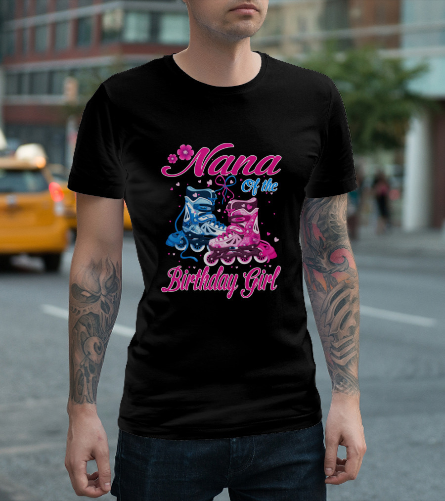 Nana of the Birthday Girl Roller Skating T-Shirt