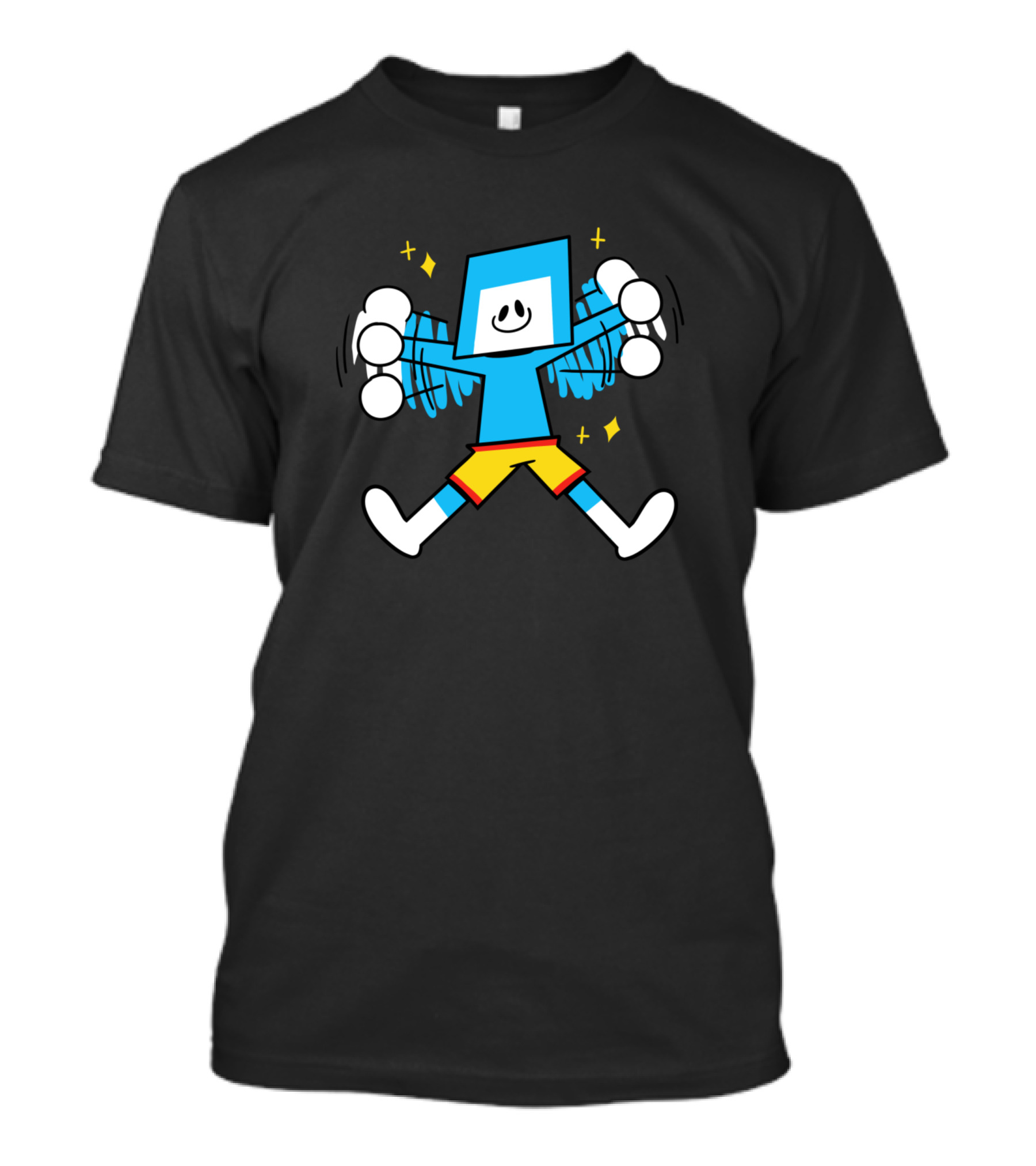 Paddler Colorful Cartoon Character With Square Head And Sparkling Stars T-Shirt
