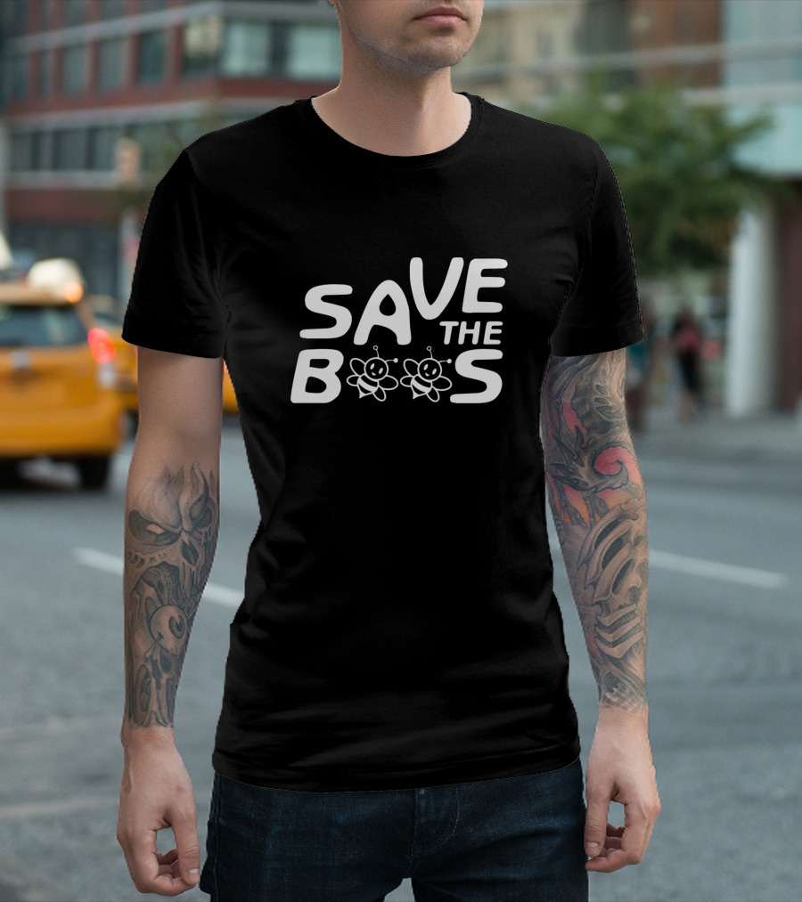 SAVE THE BEES Cute Bee Typography T-Shirt