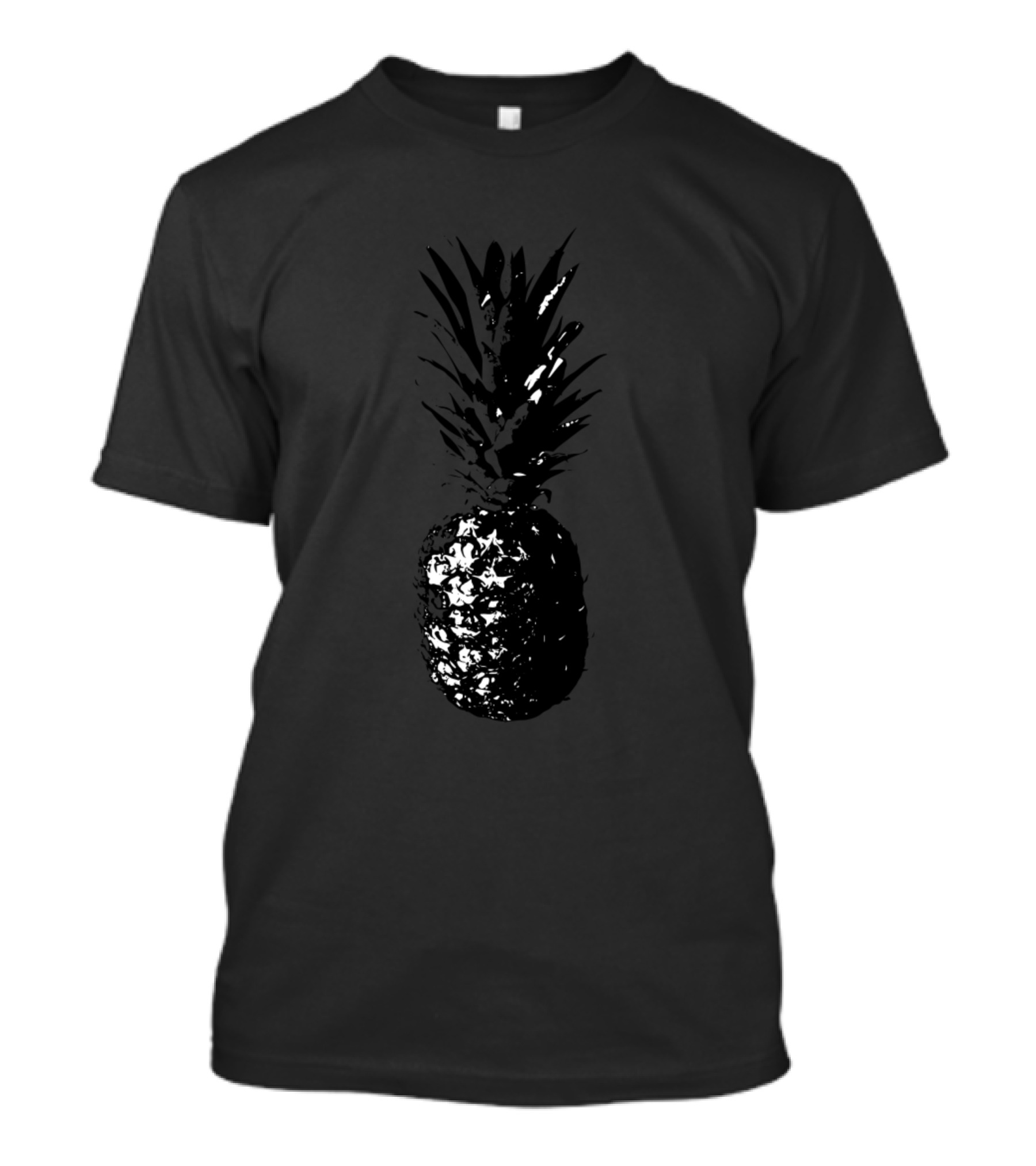 Wolf Howling Head Pineapple Black T-Shirt