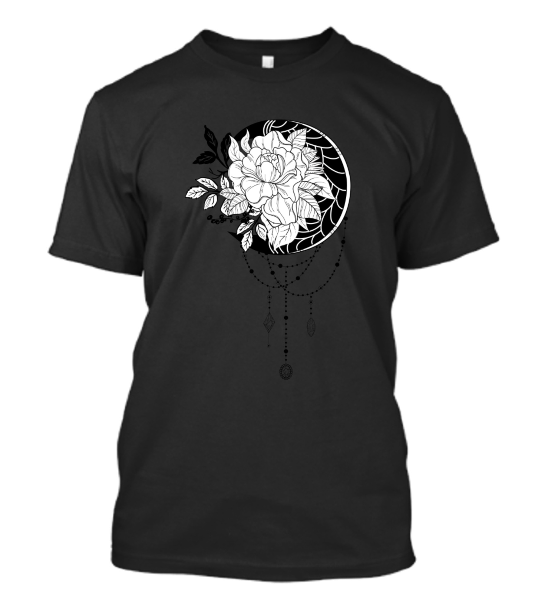 Wonderful Moon With Flower Lineart And Intricate Dreamcatcher Elements T-Shirt