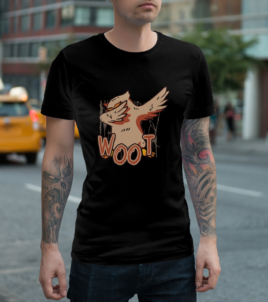 Woot Owl Dancing with Wings Spread T-Shirt