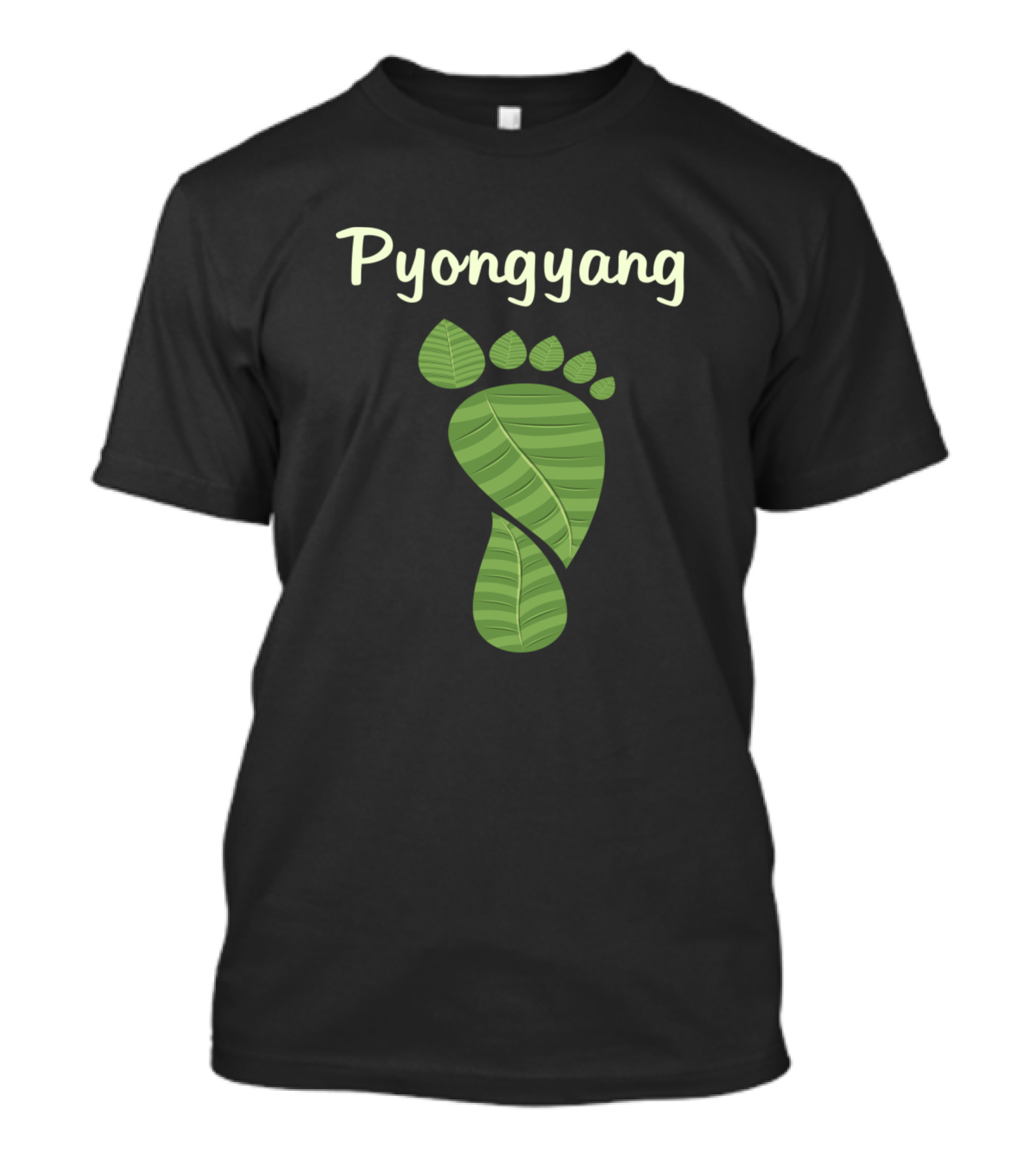Pyongyang Leaf Footprint North Korea Environmental Concept T-Shirt