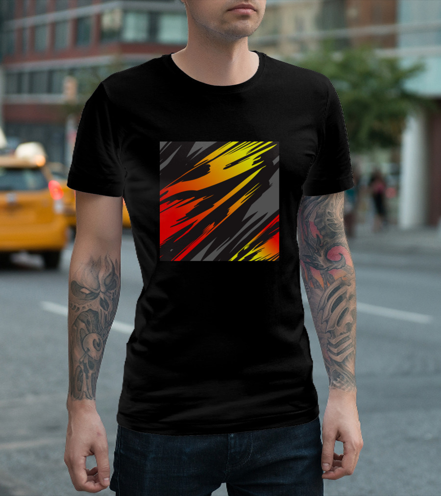 Abstract Red Yellow Black Streaks T-Shirt