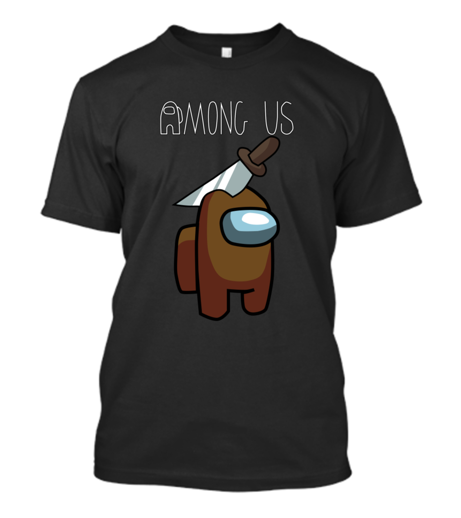 AMONG US Brown Character With Sword Hat T-Shirt