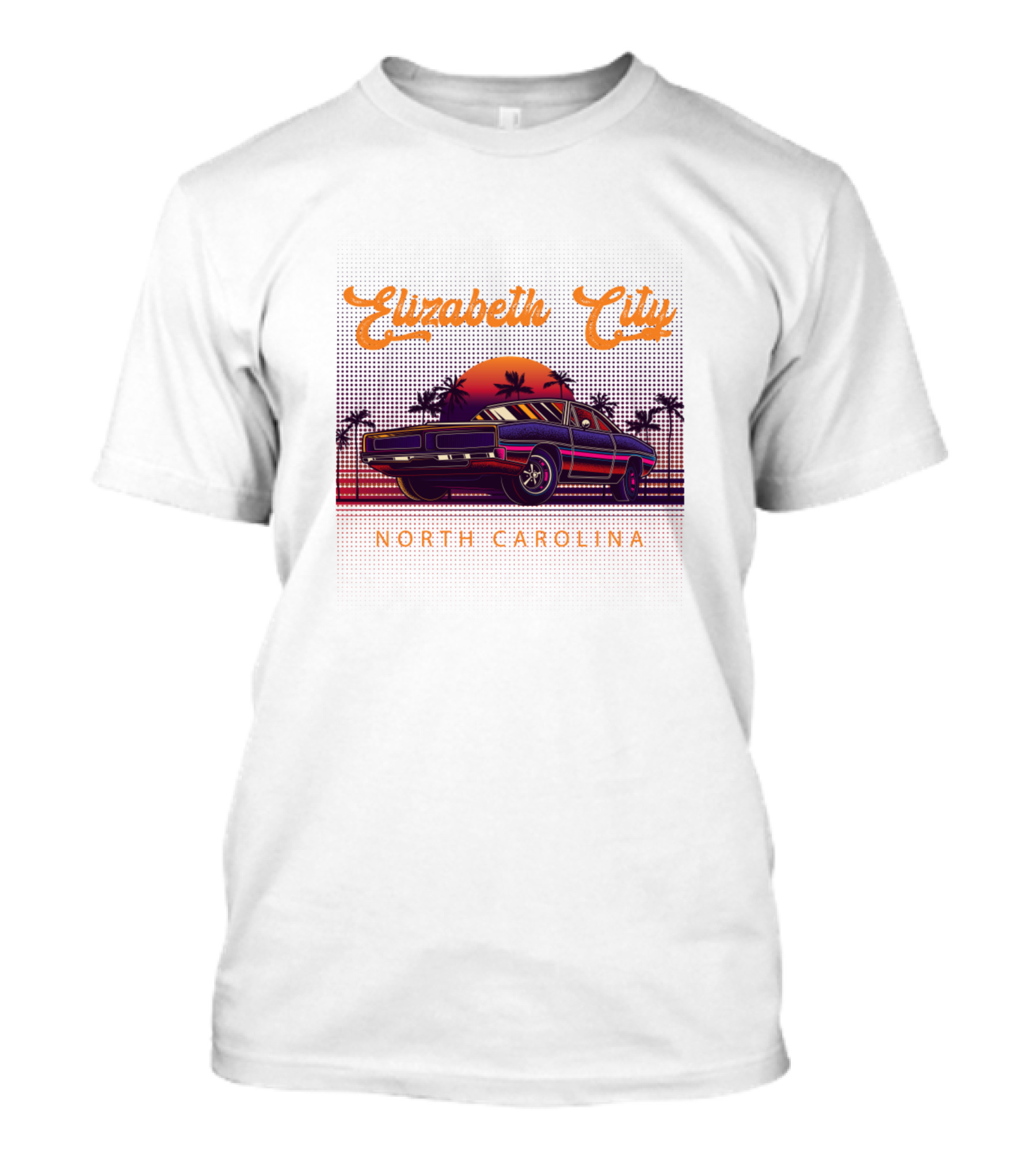 Elizabeth City North Carolina Retro Sunset Vintage 80s Car T-Shirt