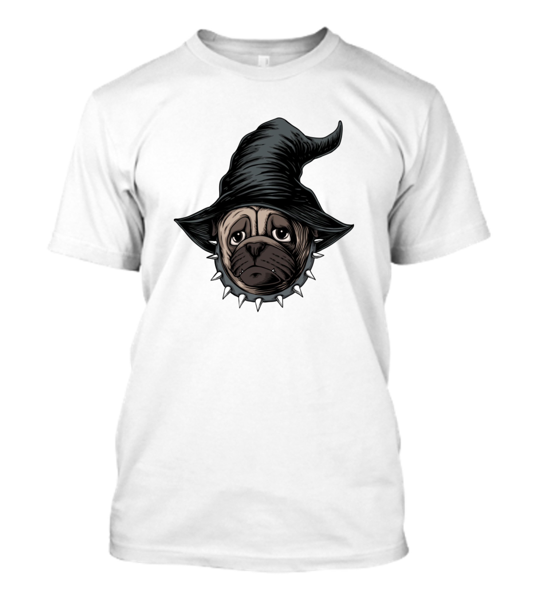 Halloween Pug Dog Black Witch Hat T-Shirt