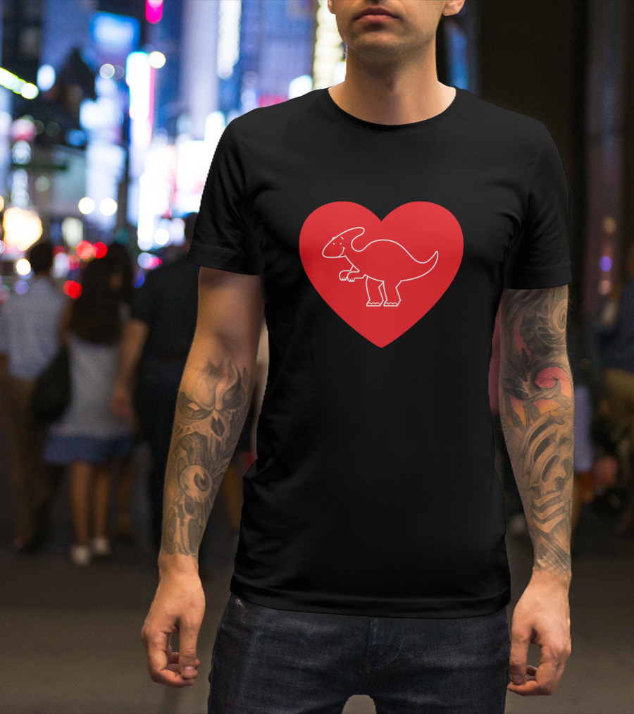 I Love Parasaurolophus Lover For Girl Duckbil Heart Drawing T-Shirt