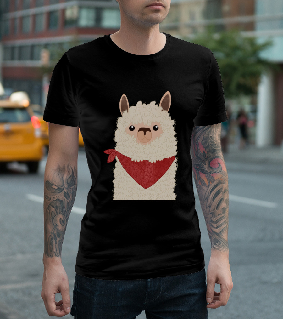 Llama with Red Bandana T-Shirt