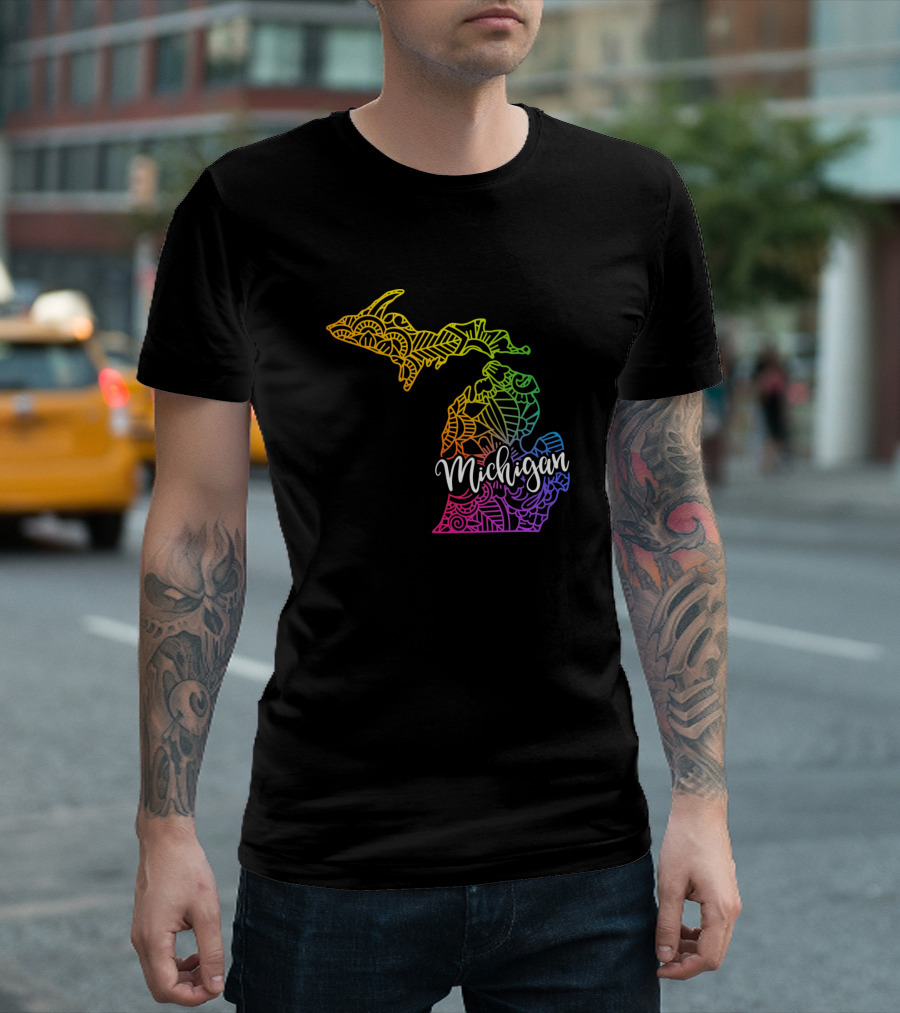 Michigan Rainbow Mandala T-Shirt