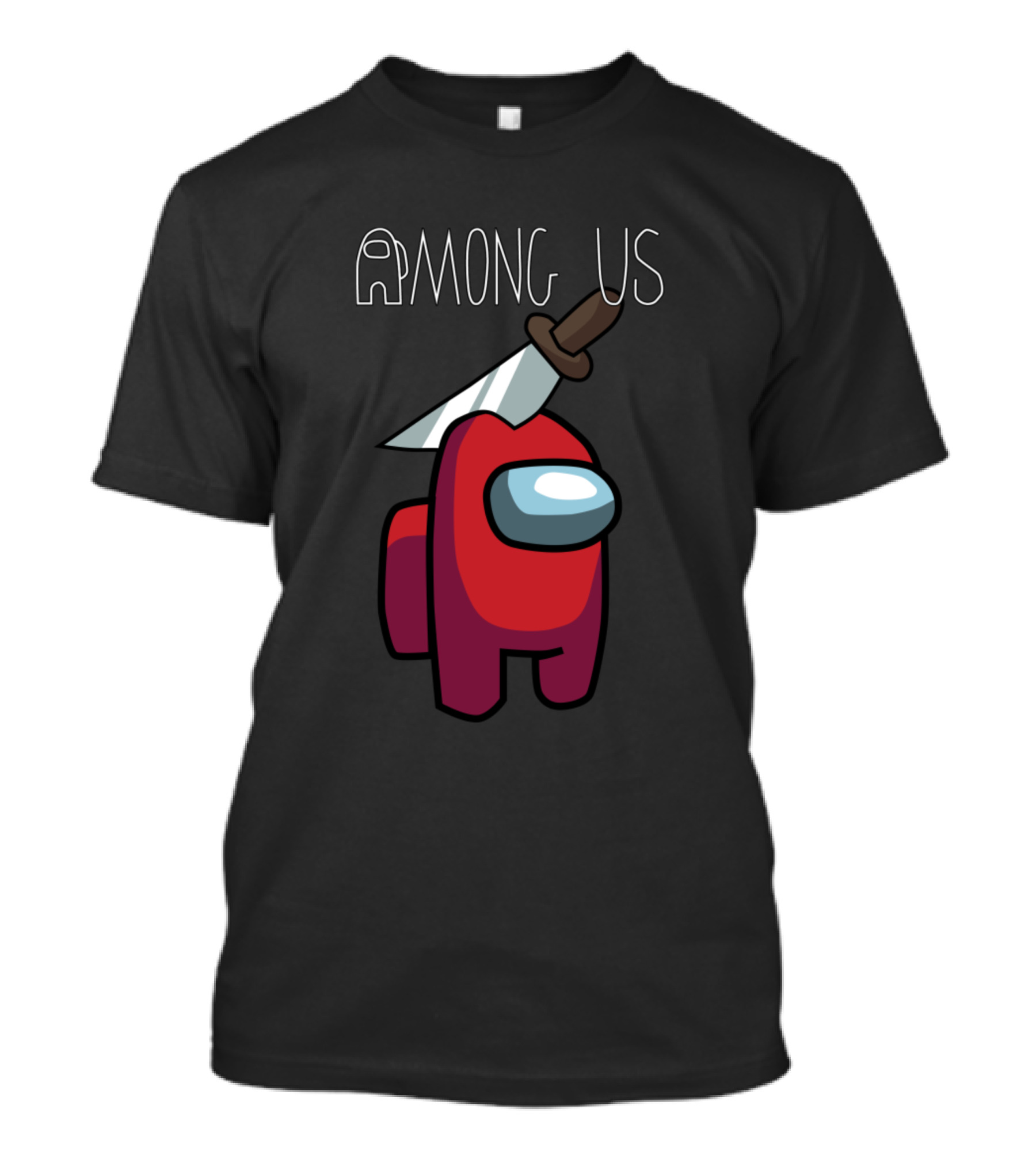 Among Us Red Character With Knife Hat T-Shirt