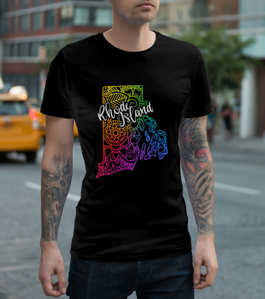 Rhode Island Colorful Mandala T-Shirt