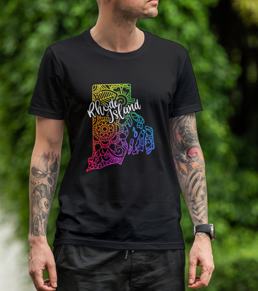 Rhode Island Colorful Mandala T-Shirt