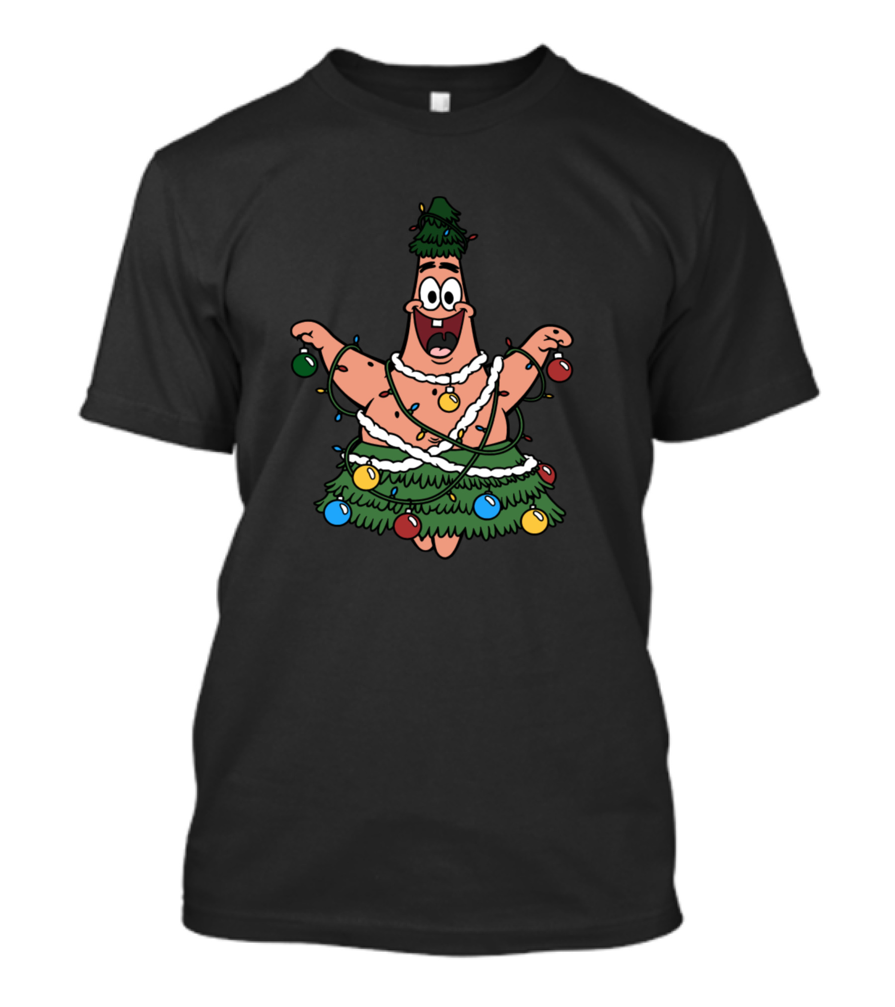SpongeBob Christmas Patrick Star Decorated As A Christmas Tree T-Shirt