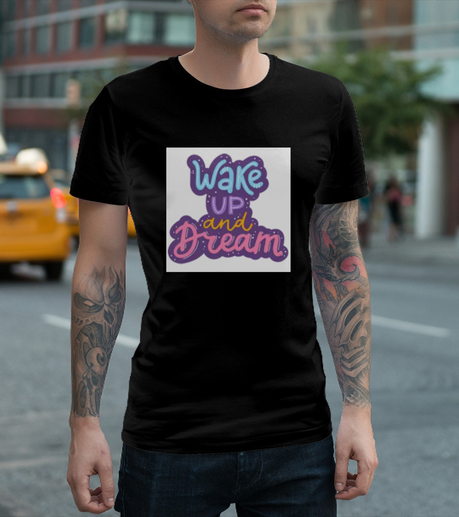 Wake Up And Dream Neon Pastel Lettering T-Shirt
