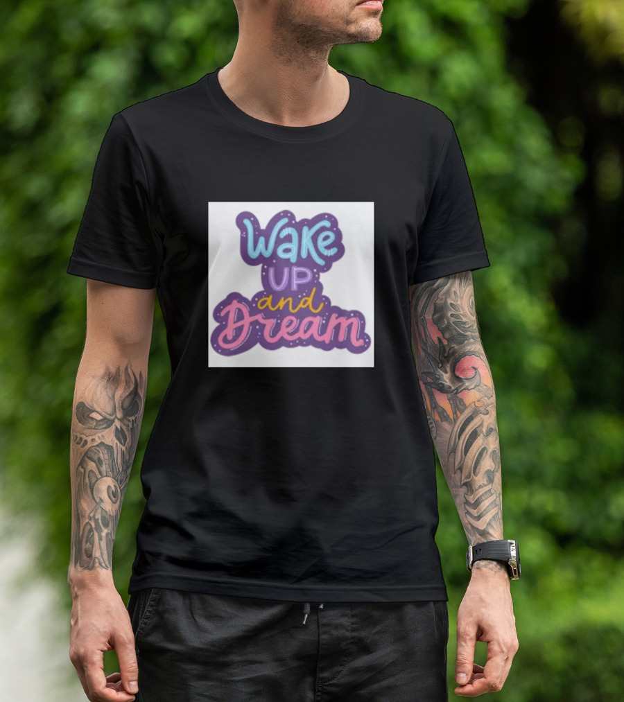Wake Up And Dream Neon Pastel Lettering T-Shirt