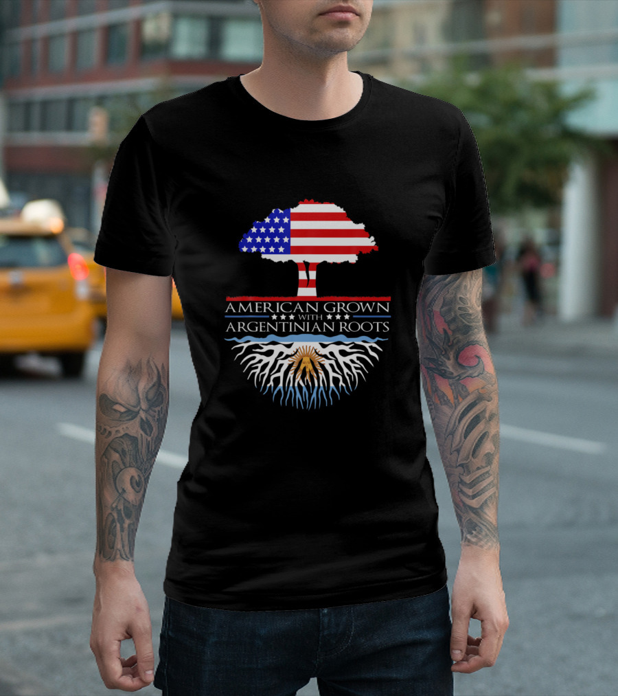 American Grown With Argentinian Roots Flag Tree T-Shirt