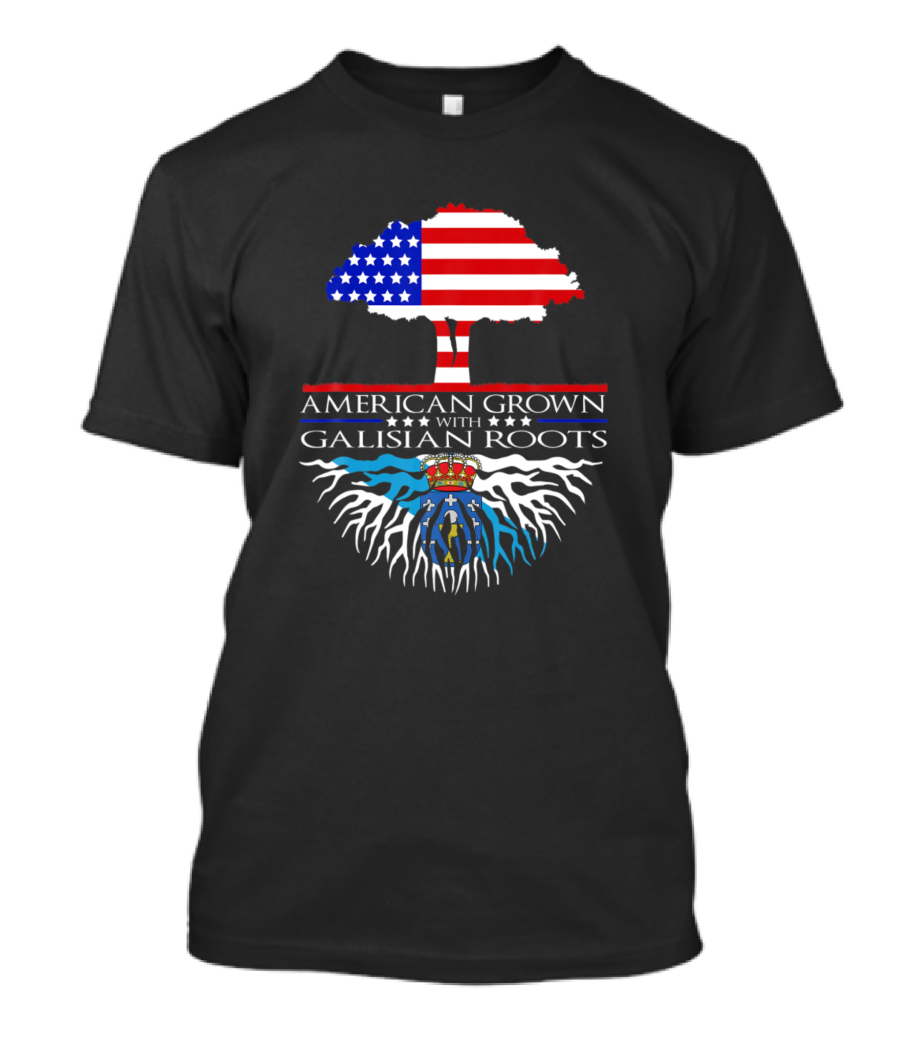 American Grown With Galician Roots Tree Flag T-Shirt