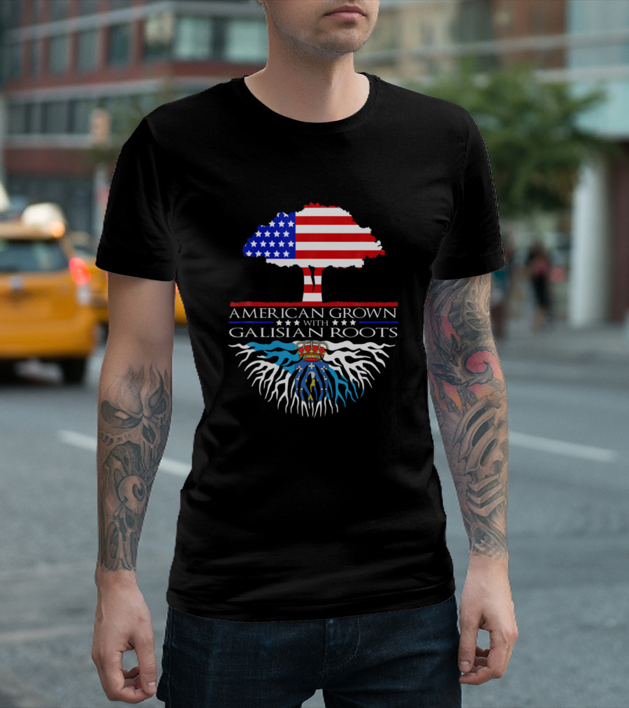 American Grown With Galician Roots Tree Flag T-Shirt