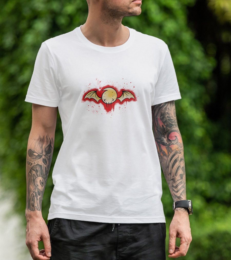 Bloody Skull With Bat Wings T-Shirt