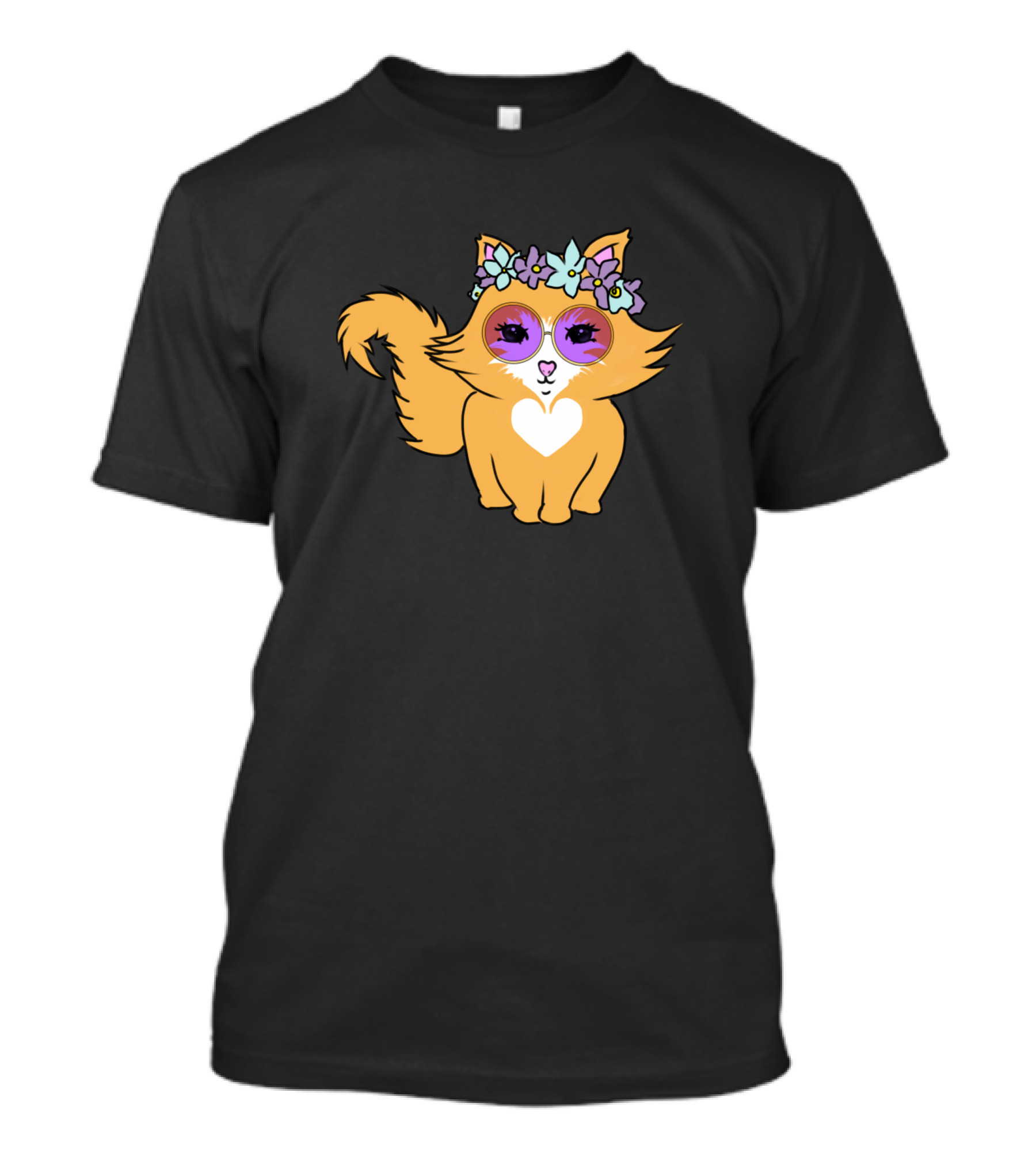 Cat With Glasses And Flower Crown T-Shirt