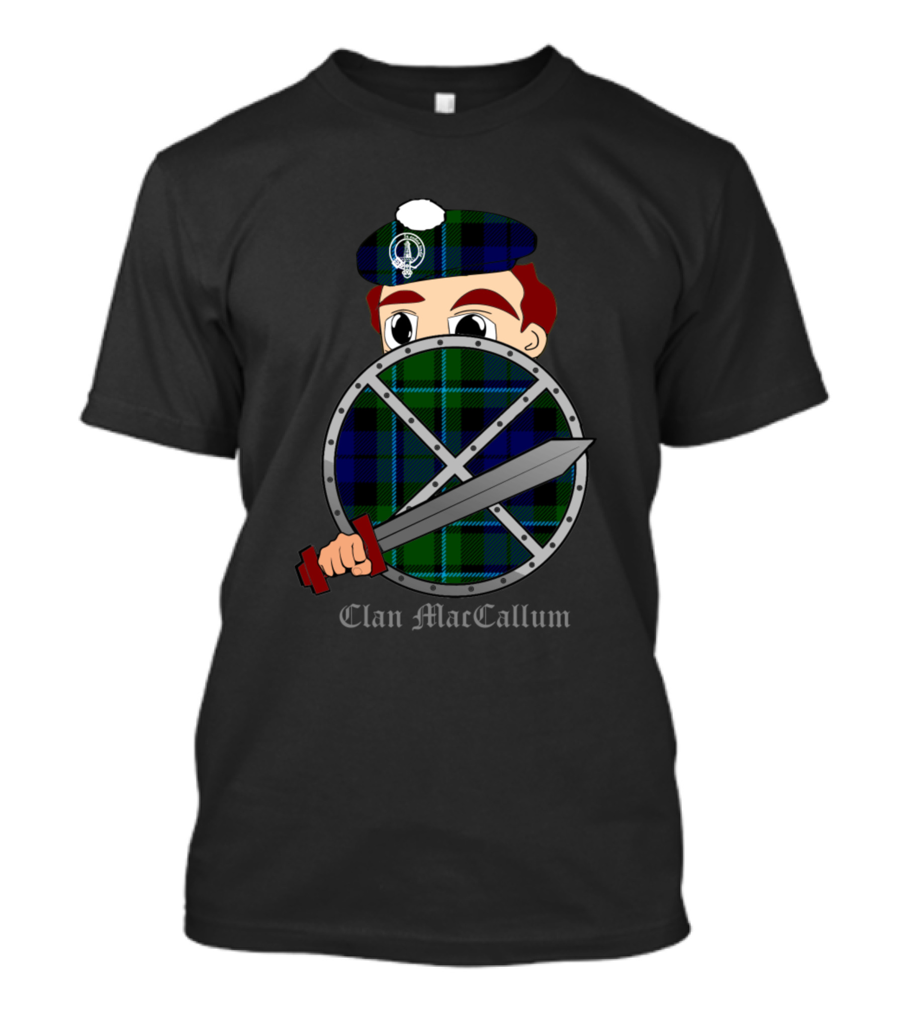 Clan MacCallum Tartan Shield And Sword Character T-Shirt