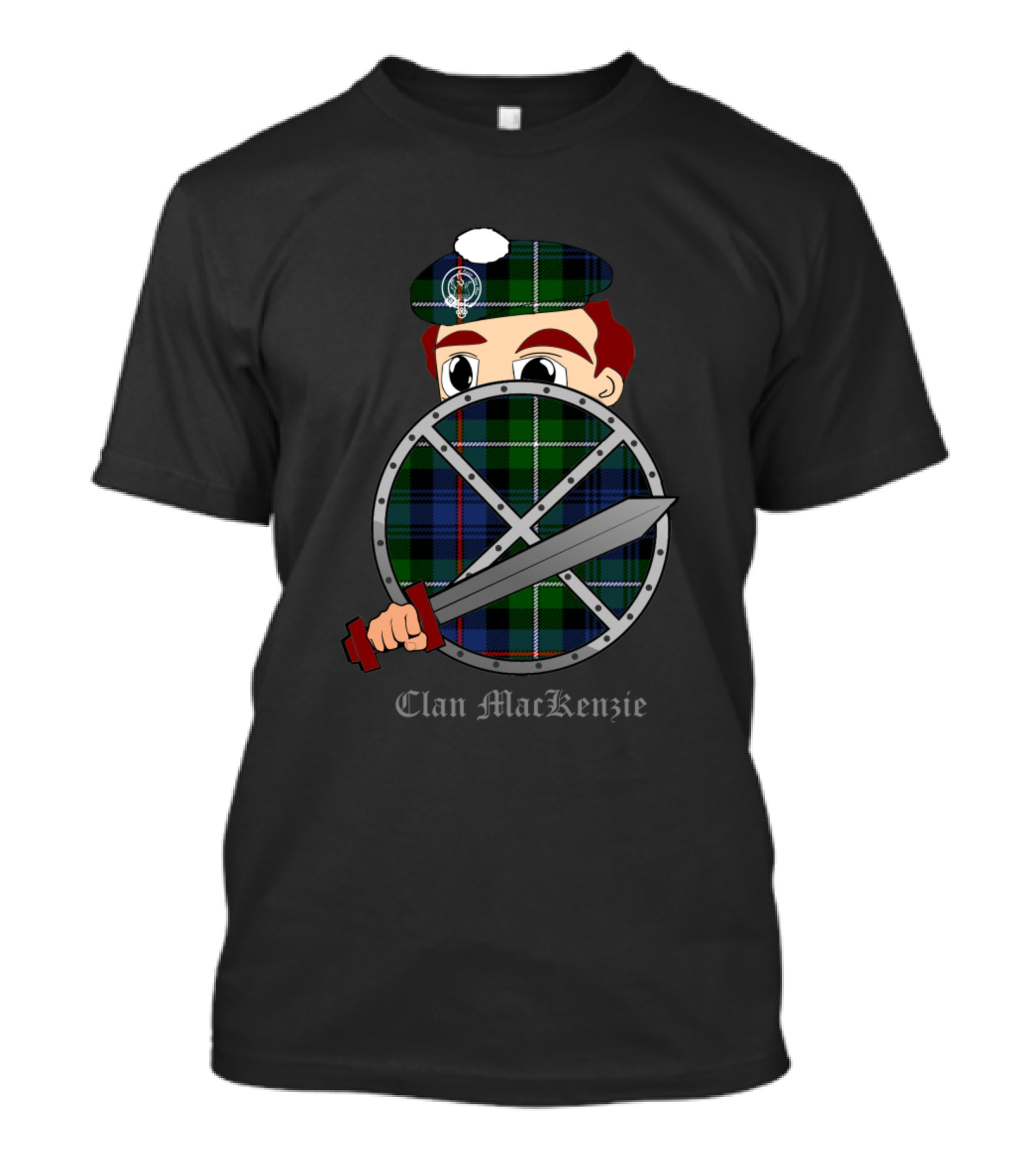 Clan MacKenzie Tartan Scottish Warrior With Shield And Sword T-Shirt