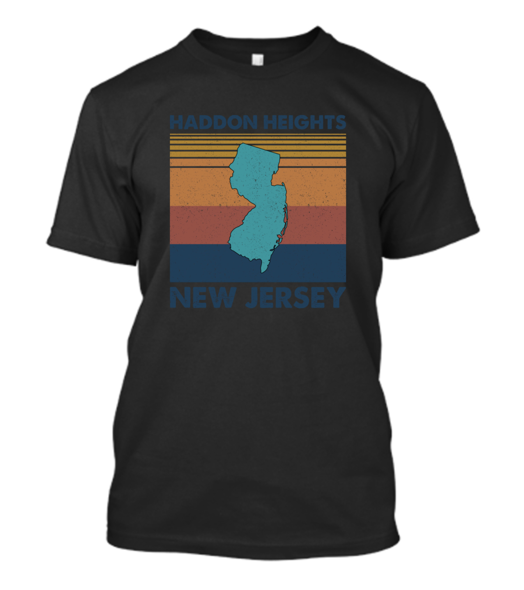Haddon Heights New Jersey Vintage Map Stripes T-Shirt