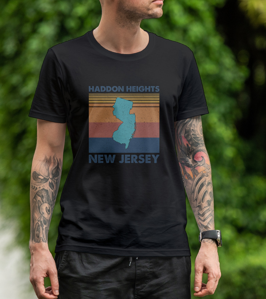 Haddon Heights New Jersey Vintage Map Stripes T-Shirt