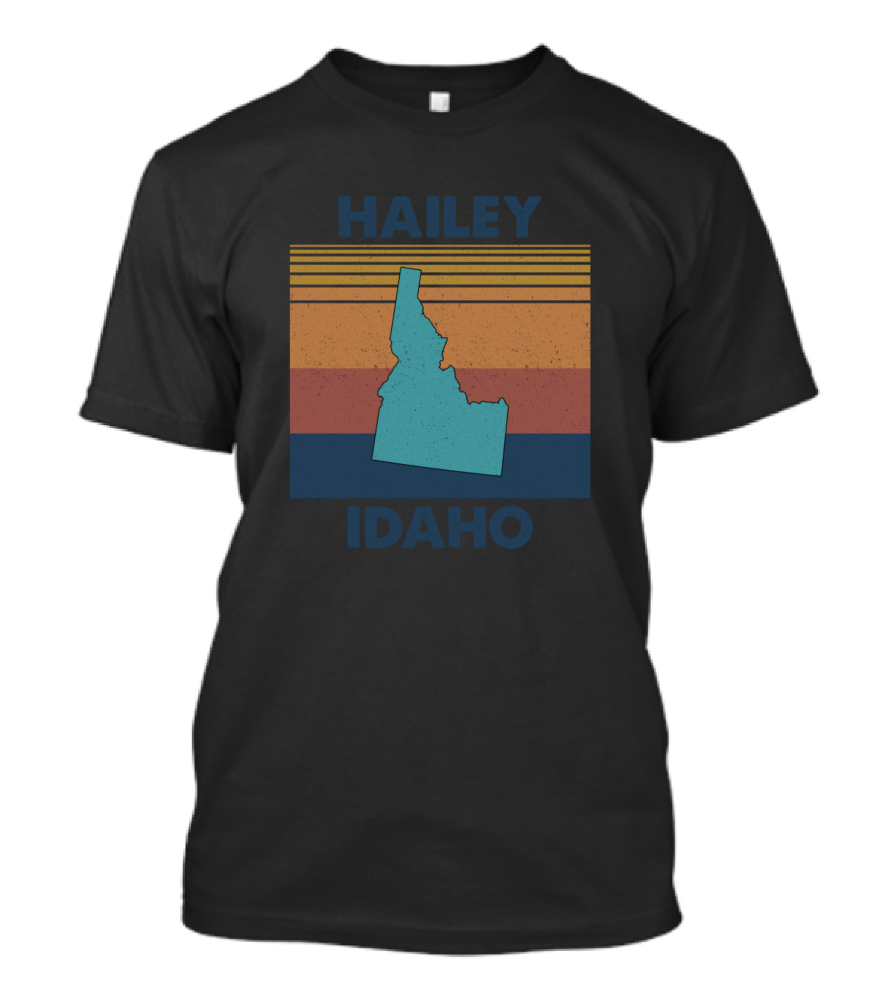 Hailey Idaho Vintage State Outline Retro Stripes T-Shirt